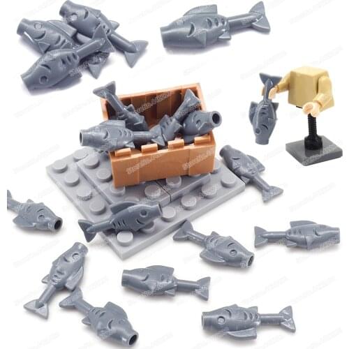 City fish in the water furnishings building block moc figures mini aquarium pet assembly model child christmas gift creator toys