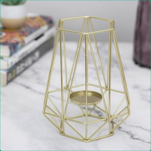 Geometric Iron Gold Plating Candle Holder Home Decore Candlestick Wedding Dining Table Decoration Candle Holders