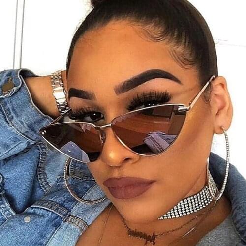 Glamour Fashion 2019 Women Sunglasses Colorful Cat Eye Woman Sun Glasses Luxury Designer Brand Cateye Shades