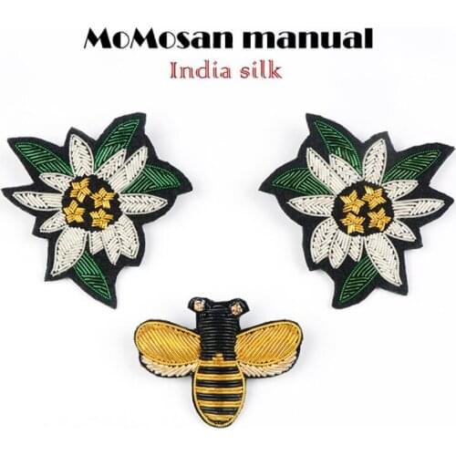 Indian Silk Jewelry Handmade Embroidery Badges Corsage Cloth Stickers Bee Plant Creative Cartoon Brooch Female Accessories