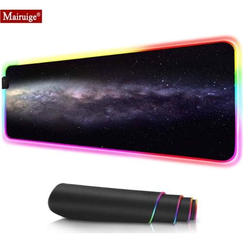 Mousepad Large RGB Mat for Desktop Universe Starfield Fog Space Nebula Mouse Pad LED Computer Mat DIY Custom 90X30cm