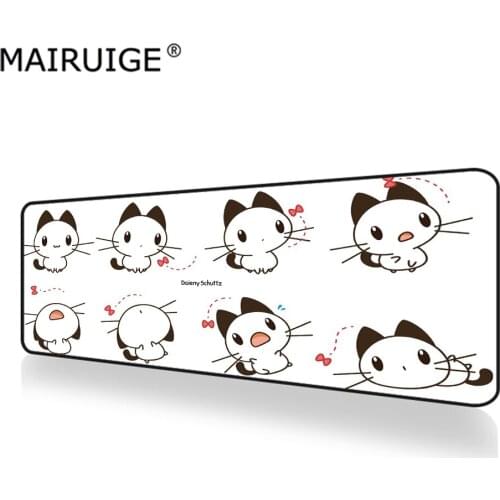 Cartoons White Cat Cute Mouse Pad XL Gamer Desk Mat Computer PC Large Keyboard Pad Gaming MousePad 90x40cm for Laptop Table Pads