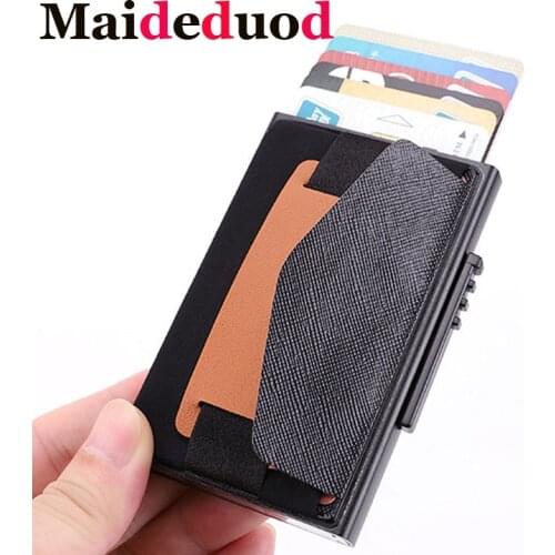 2019Men Aluminum Wallet With Back Pocket ID Card Holder RFID Blocking Mini Slim Metal Wallet Automatic Pop up Credit Card holder
