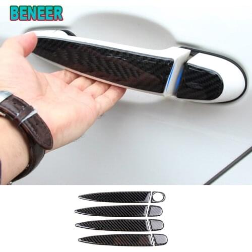 4pcs Carbon fiber M Performance car door handle sticker for bmw F20 F30 GT 1 2 3 X1 X3 X5 Series