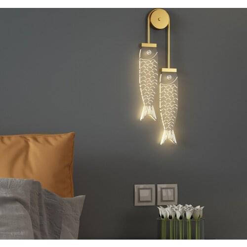 Wall Lamp Modern Minimalist Light Luxury Bedroom Bedside Lamp 2021 New Nordic Creative Pisces Style Living Room Wall Lamp