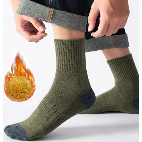 2021 Hot Sale Autumn Winter Socks Cotton Mens Soft Thick Warm Socks Japanese Korean style Harajuku Terry Socks Black 5 Pairs