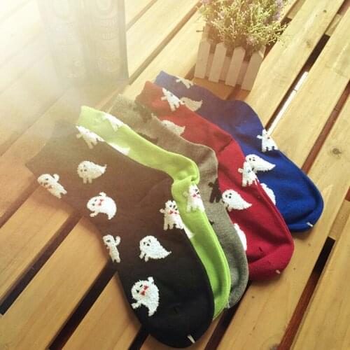 Cartoon ghost printed socks autumn winter harajuku women cotton sock No face male cute funny novelty soft comfort breathable