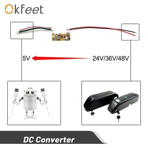 Okfeet DC Converter 36V 48V 52V to 5V Ebike USB Reduce Voltage Circuit Board for Battery Controller