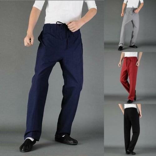 Casual Mens Cross Pants Trousers Chinese Style Kung Fu Tai Chi Retro Loose Pant
