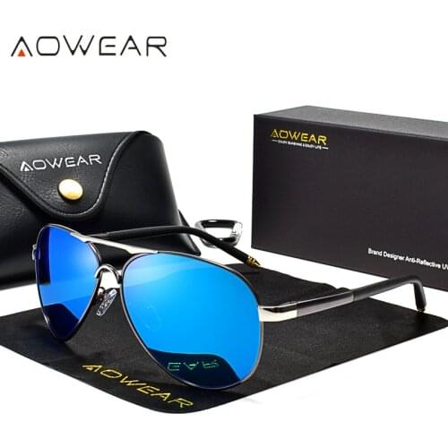 AOWEAR Brand Designer Polarized Sunglasses Men Aviation Coating Mirror Sun Glasses for Man Women oculos gafas lentes de sol