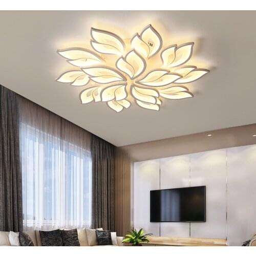 Modern LED Ceiling Chandelier Lamp with Remote Control For the Living Room Bedroom Kitchen White Surface Mounted Light Fixture