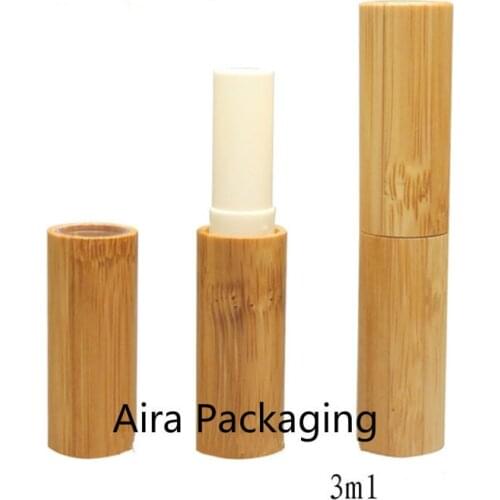 Slim Bamboo Wooden Lip Balm Tube 3ML Lip Beauty Tool Empty Cosmetic Lip Rouge Filler Lipstick Container 10pcs/lot