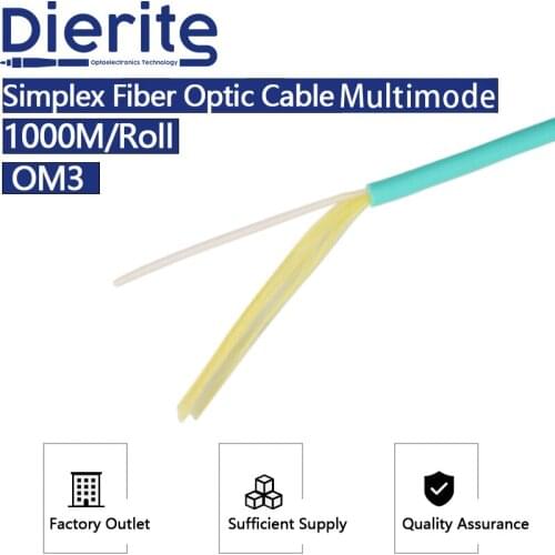 Indoor Fiber Optic Cable 2.0-3.0mm OM3 Simplex Fiber Optic Cable Multimode 1000mRoll LSZH Sheath Aqua Green Reliable Quality
