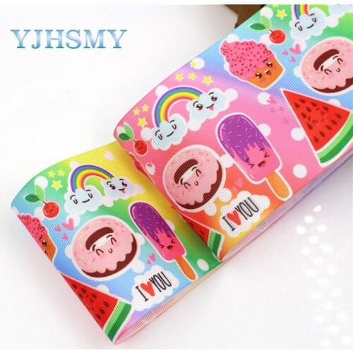 YJHSMY I-18428-33 10 yards 75 mm Cartoon Printed grosgrain ribbons,DIY handmade Hair accessories Material wedding gift wrap