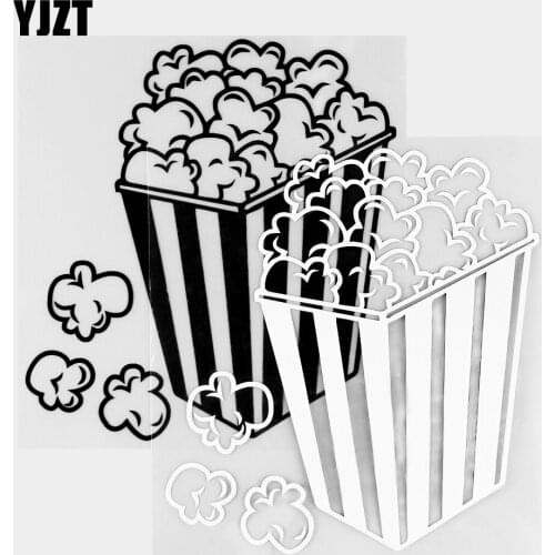 YJZT 13.7×14.6CM Funny Popcorn Cool Car Stickers Body Styling Fashion Vinyl Decals Black / Silver 20B-0385