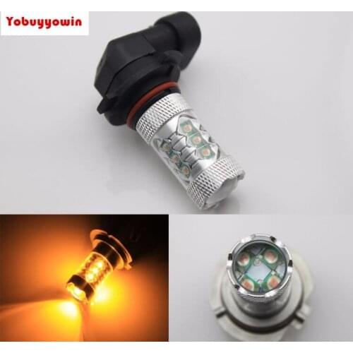 2Pcs Super Bright H8 H9 H11 H16(JP) 9005 HB3 9006 HB4 80W Amber Normal High Power LED Car fog Daytime Running Light Bulb Yellow