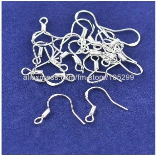 200PCS Making DIY Design jewelry findings silver hook earrings 15mm 925 Sterling Silver hooks earrings Silver