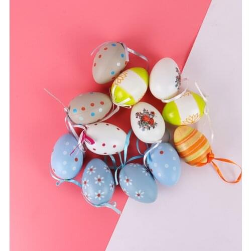6pcs Easter eggs pendant ornament happy Easter decorations for home colorful eggs hanging Easter gift DIY props random color