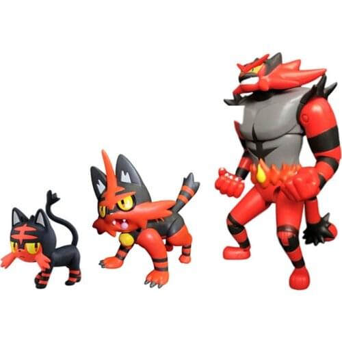 Takara Tomy Litten Torracat Incineroar Action Figure Toys Anime Litten Evolution pokemones Figure Toys Gifts for Children