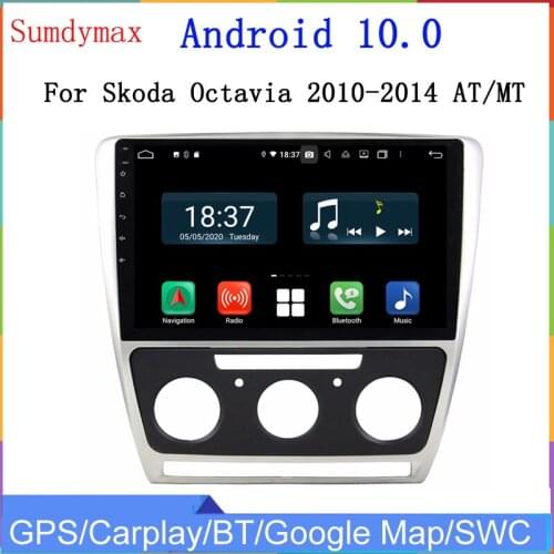 10.1"android 10 octa core car dvd player radio for skoda octavia MT AT with car audio stereo built in wifi 4G gps navi FM BT