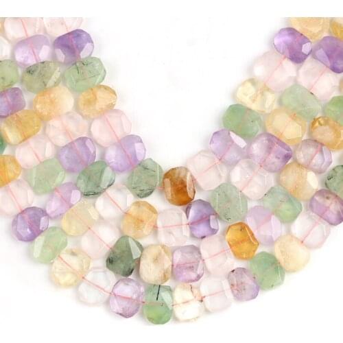 Natural Colorful Crystal Stone Beads Transverse Pore Denier Section Loose Beads 15x20mm for Jewelry Making DIY Bracelet