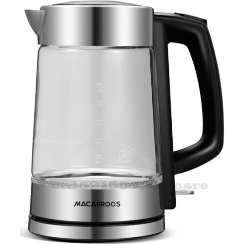 1800W 1.7L Electric Kettle High Boron Silicon Glass Blue Light Water Boiler Water Pot Home Anti Scalding Handle Electric Kettle