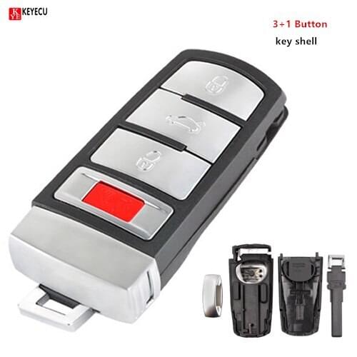 KEYECU Remote Car Key Shell Case Fob 3+1 Button for VW Volkswagen Magotan Passat & CC 2005-2010 (Shell Only)