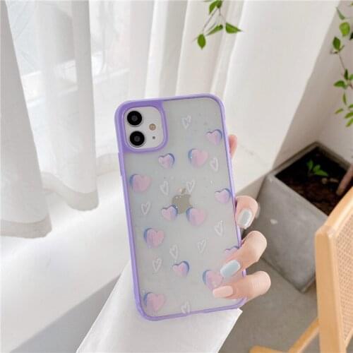 Color Heart Phone Case For iPhone 11 11Pro Max Transparent Soft Silicone Case For iPhone 8 7 Plus X XS Max XR Cover