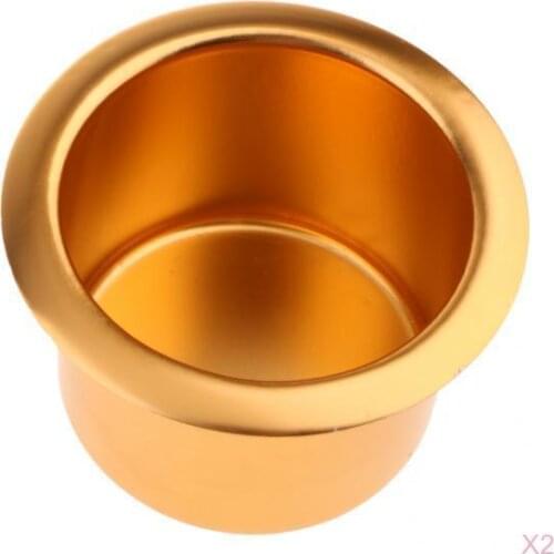 2Piece Aluminum Alloy Cup Drink Holder For Marine Boat Car Truck Camper RV Gold