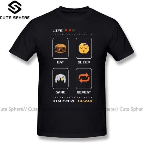 Summoners War T Shirt Eat Sleep Game Repeat T-Shirt Short Sleeve 6xl Tee Shirt 100 Percent Cotton Streetwear Awesome Tshirt