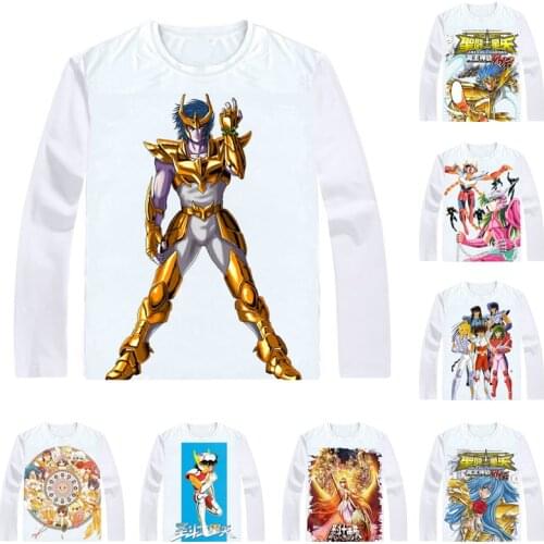 Saint Seiya T-Shirt Multi-style Long Sleeve Shirts Seinto Seiya Pegasus Seiya Knights of the Zodiac Aquarius Camus Cosplay Shirt