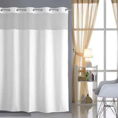 Polyester Shower Curtains White with Sheer Bath Screen for Home Hotel Bathroom Waterproof Mold Proof Curtain with Hooks