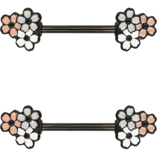 JHJT 2PCS Nipple Rings 14G 316L Stainless Steel Nipple Bar Body Piercing Jewelry