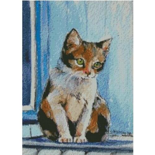 Cat on Book, 100% Cotton Cross Stitch kits, 150x200 stitch, 27x36cm,Cotton needlework,sampler DIY, cotton Cat Cross Stitch Kits