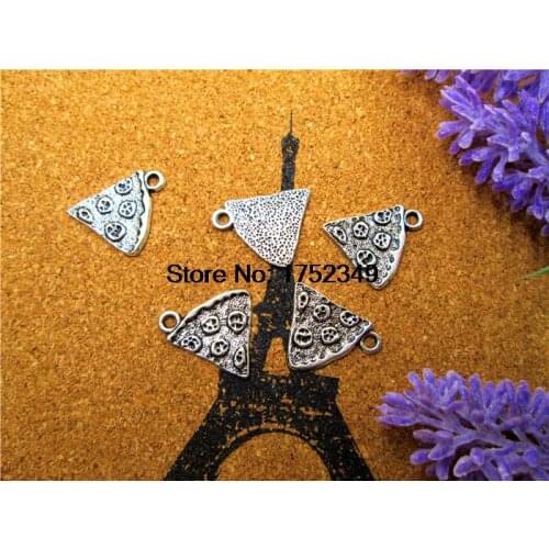 100pcs Large Slice Of Pizza Charm Silver tone 20mm x 19mm Food Charm BBF Friendship Best Friends Family Pendant