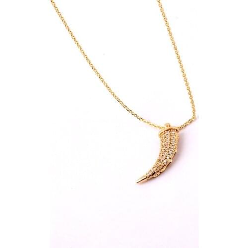 18K tooth shaped pendant necklace popular micro inlaid clavicle chain small fresh Necklace