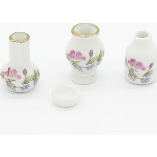 4 Pieces 1/12 Scale Dollhouse Miniatures Floral Vases Flowerpots Decoration Accessories