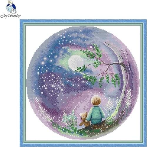 DIY fantasy moon starry sky pattern cross stitch set 11CT 14CT count canvas printing embroidery kits childrens room decoration
