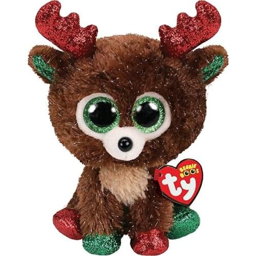New 6"15cm TY Big Glitter Eyes Fudge The Reinde Christmas Plush Stuffed Animal Collectible Deer Doll Toy Christmas Birthday Gift