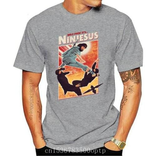 New Ninjesus Funny Character T-shirt Men 3D Tops Ninja Tee Shirts Jesus Black T Shirt Summer Clothing Kung Fu Tshirt