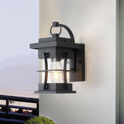 New Chinese style outdoor wall lamp waterproof square outdoor gate balcony lamp corridor lamp