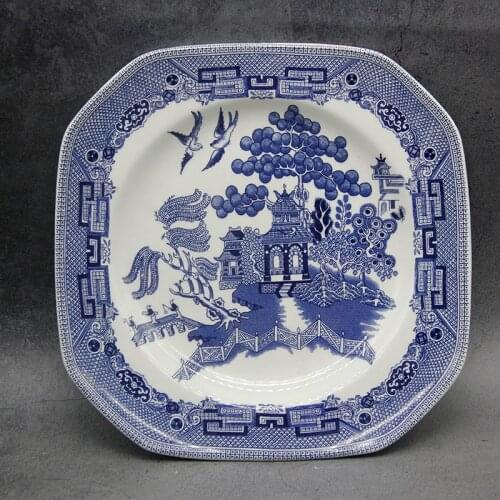 The Blue Willow Dinner Set Elegant England Style Dinner Ware Ceramic Breakfast Plate Beef Dishes Dessert Dish Soup Bowl