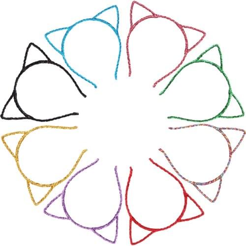 Candygirl Fashion Colors Hair Hoop For Girls Cute Cat Ear Hairband Paillette Child Headband For Party Hair Accessories Ornament