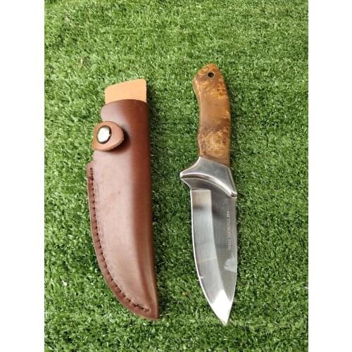 Outdoor Hunting Fishing Fixed Blade Knife with Real Leather Sheath Survival Tool Straight knife Hand EDC Tool knife