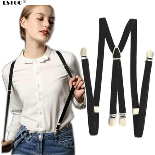 4 Clips On 1.5CM Wide Men Suspenders Women Elastic Adjustable Adult Braces Suspender Kids Children Boys Girls Accessories