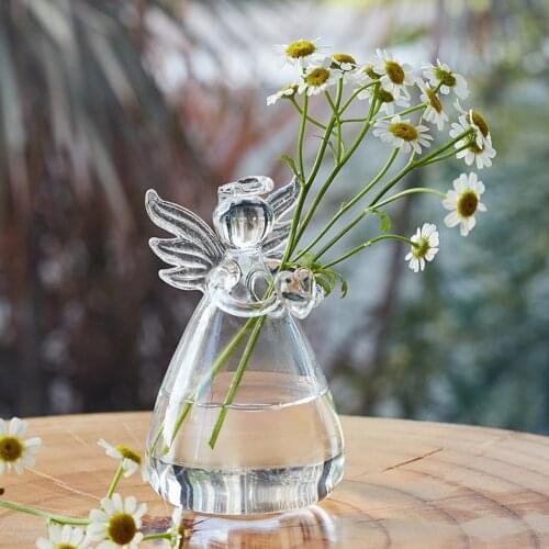 High Borosilicate Glass Vase Angel Creative Flower Device Flower Arranging Utensils for Indoor Home Office Gifts