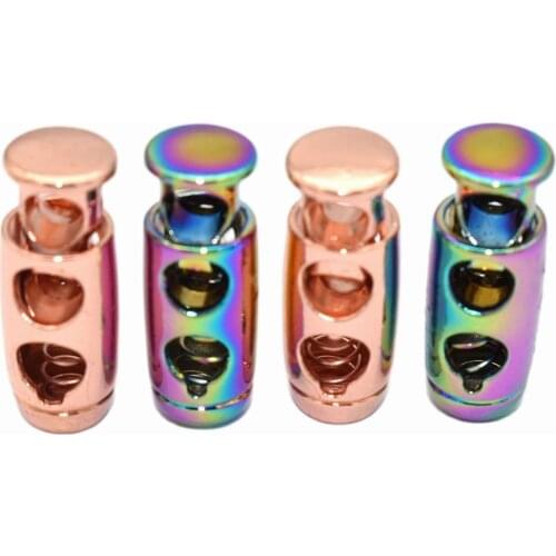 25mm Rainbow Cord Lock Adjuster Elastic Adjuster Cord Lock Stopper Double Hole Round Toggle End toggles for Rope Lock Buckle