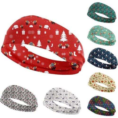 Christmas Tree Deer Flower Pattern Headband Sport Hairwear Daily Soft Elastic Hairbands Women Hair Accessories