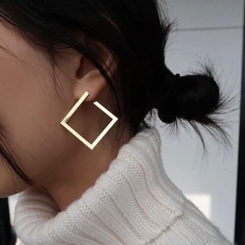 Retro Minimalist Square Earrings Irregular Stud Earrings New Exaggerated Cold Wind Fashion Earring for Women Opening Accessories