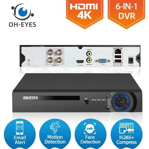 H.265 4K AHD Video Surveillance Recorder 4 Channel Hybrid 6 in 1 NVR TVI CVI AHD CCTV DVR Security Camera System 8MP XMEYE ONVIF
